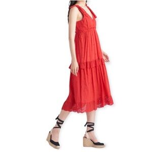 NWT Dex Tied Strap Eyelet Midi Summer Dress